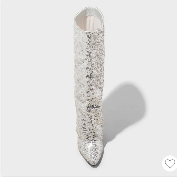 A New Day ABBA Silver Sequin Foldover Boots Size 7 WC (wide calf) NWT - Picture 3 of 9